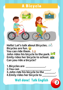 Read more about the article Reading 3 – A Bicycle/ Missing letter 4