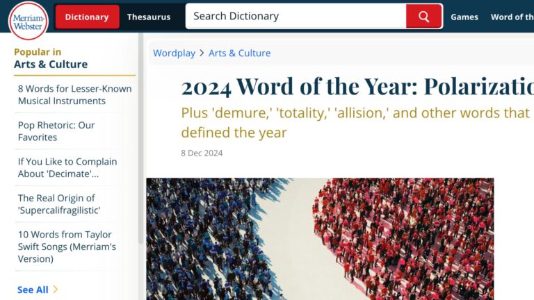 Read more about the article (12/11-17) Polarization: Merriam-Webster’s word of the year is 2024 in a nutshell